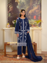 Elegant Navy Blue Embroidered Kurta with Dupatta - Stylish & Comfortable | Kahani 47 - Brands Kahani